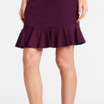 EXPRESS NWT High Waisted Body Contour Ruffle Bottom Sweater Skirt Purple Small Photo 0
