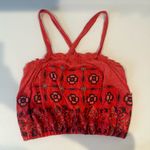We The Free by Free People Love Life Bubble Crop Top Coral Orange Floral Small S Photo 2