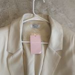 The‎ Workshop women's blazer with shoulder pads and pockets, size Large Beige Tan Photo 6