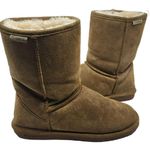 BEARPAW Emma Short 8" Hickory Brown Suede Sheepskin Pull On Boots Womens Size 10 Photo 11