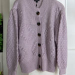 Who What Wear Orchid Petal Chunky Lavender Button Up Sweater Large NWT Photo 0