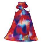 Rebecca Vallance Dress Womens 8 Red Blue Del Prado Midi Cutout Side Psychedelic Photo 5