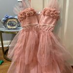 Boutique Triple Threads  dress pink v neck floral fluffy Photo 0