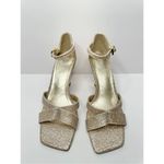 Franco Sarto  Sandals Size 9 Gold‎ Leather Ankle Strap Square Toe Dress Heels Photo 2
