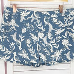 Loft Floral Peacock Bird Ruffle Pocket Riviera Chino Shorts Blue White Size 4 Photo 0