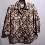Columbia  Brown Floral Pearl Snap Shirt Womens XL Country Rodeo Retro Cottage Top Photo 0