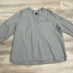 Lee Blue & Gray Plaid 3 Button V-Neck Pullover Women's 3/4 Sleeve Top Size 1X Photo 4