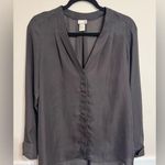 H & M | Dark Brown Sheer Long Sleeve Dressy Button Up Blouse | Size 4 Photo 0