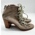 Jeffrey Campbell Light Brown Cors Suede Lace Up Sandals Block Heel Sz 7 Grunge Photo 0