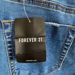 Forever 21 small denim pant/long wide leg frayed hem medium wash button zip Photo 12