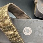 FitFlop  Womens Lulu Glitter Toe Post‎ Strap Leather Sandals Flip Gold Size 10 Photo 5