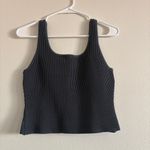 Quince  Cropped Square Neck Ribbed Knit Tank in Blue Gray Size Medium Photo 1
