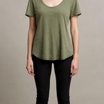Free People Olive Green Asymmetrical Hem Relaxed Tee XS Photo 0