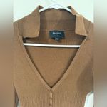 Bardot  Ribbed Brown Collar Button Bodysuit Women’s Size Small EUC Photo 5