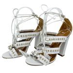 Aquazzura White Tulum Fringed Leather Studded Gladiator Sandal size 37.5 Photo 1