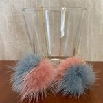 Handmade Kawaii faux fur pompom dangle threader earrings✨ Photo 1