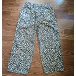 Morgan Taylor Sz L Linen Blend Animal Print Statement Oversized Paperbag Pants Brown Size L Photo 2