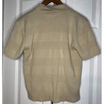Dress Barn Beige Short Sleeve Zip-Up Knit Sweater Top Textured Stripe Pattern Photo 1