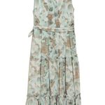 Calvin Klein  Tiered Maxi Dress Floral Eucalyptus Green Tan Size 8 NEW with Tag Photo 6