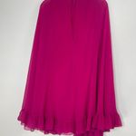Mac Duggal 55407 High Neck Ruffle Cape Fuchsia (Pink) Chiffon Mini Dress, Size 8 Photo 4