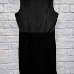 Tahari  Little Black Dress A Line Cocktail Sateen Sleeveless Size S V-Neck Photo 6