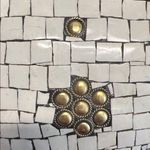 Antik Kraft  | Metal Heart Gold & Cream Mosaic Purse w/ Crossbody Photo 11