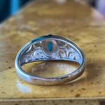 Sleeping Beauty Turquoise White Diamond Accent Art Deco Ring Size 8.75 Silver Photo 4