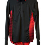 Hannah Running Pullover Top Women's M Black Red Striped Athletic Thumb Hole # Size M Photo 0