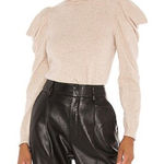 MISA Los Angeles Gabriela Puff Sleeve Cashmere blend Sweater Tan Size Small Photo 0