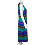 Kathie Lee Dress Women 10 Blue Green Stripe Sheath Midi Dress Vacation‎ Colorful Photo 1