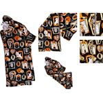 Munki Munki Halloween Pajama Top Large Short Sleeves Button Werewolf Witch Ghost Photo 8