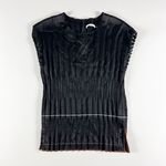 Helmut Lang Crinkle Satin Sheen Pleated Crewneck Beaded Embellished Top Blouse L Photo 0