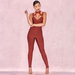 House Of CB Cypresa Rust Lurex Collar Strap Jumpsuit Style SB2918 Photo 1