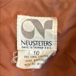 VINTAGE Brown Faux Leather Belted Shirt Jacket Size SMALL MEDIUM Pearl Snap 70s Photo 1