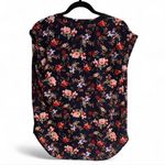 Philosophy Size S Navy Blue Floral Blouse V-Neck Cuffed Sleeve Dark Moody Print Photo 1