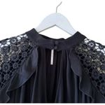 Free People  Womens Little Bit Of Love Knit Blouse  Crochet Flowy Sz M #1840 Photo 3