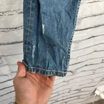 ZARA  Cropped Straight Leg Jeans Size 4 Medium Wash Distressed Ripped Capri Y2K Photo 4