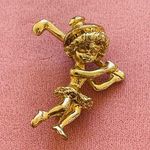 Vintage GIRL SWINGING GOLF CLUB gold tone Brooch Pin Photo 0