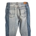 American Eagle  Vintage Hi-Rise Two Tone Raw‎ Hem Button Fly Ankle Jeans Size 6 Photo 5