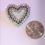 Angel Brand Elegant Silver Tone and Black Rhinestone Retro Boho Heart Brooch Photo 2