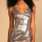 Lulus  Shimmering Rose Gold Sleeveless  Sequin Mini Dress.     Size-Medium Photo 0