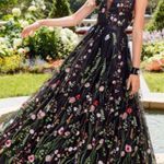 Sherri Hill Black Embroidered Gown Photo 0