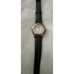 Gitano Quartz Watch Gold Tone Bezel White Dial Black Genuine Leather‎ Band Photo 2