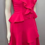 Hot Pink Ruffle Fit N’ Flare Dress Small Photo 4
