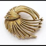 Monet Vintage Cordilia spray Gold tone Brooch textured waterfall 2” Eclectic Grandpa Photo 6