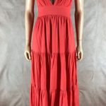 HYFVE  V-neck Plunging Tiered Coral Orange Maxi Dress MEDIUM Photo 7
