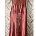 Free People  Intimately Bodycon Dress M Rust Orange Lace Corset Stretch Mini Boho Photo 6