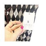 Nunu Yong Brown Argyle Plaid Lounge Pants S Wide Leg Drawstring Casual Stretch Photo 3