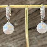 Anthropologie 925 Silver Plated Drop Earrings Elegant Zircon stainless steel Photo 9