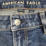 American Eagle  Stretch Low Rise Baggy Wide Leg Jeans Raw Hem Size 8 Short Grunge Photo 2